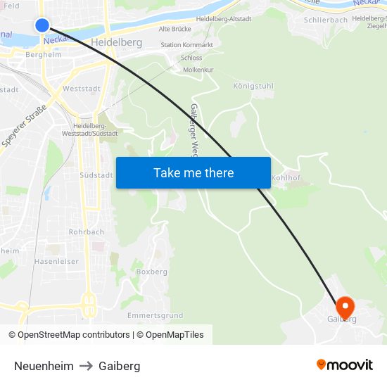 Neuenheim to Gaiberg map