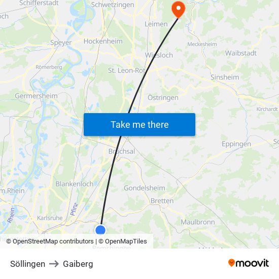 Söllingen to Gaiberg map