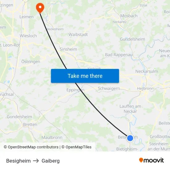 Besigheim to Gaiberg map