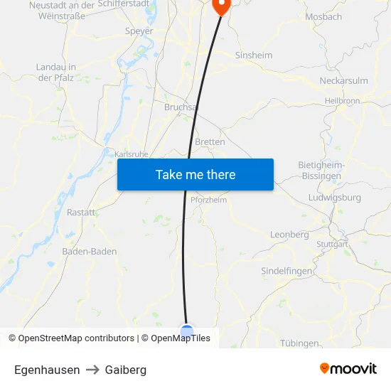 Egenhausen to Gaiberg map