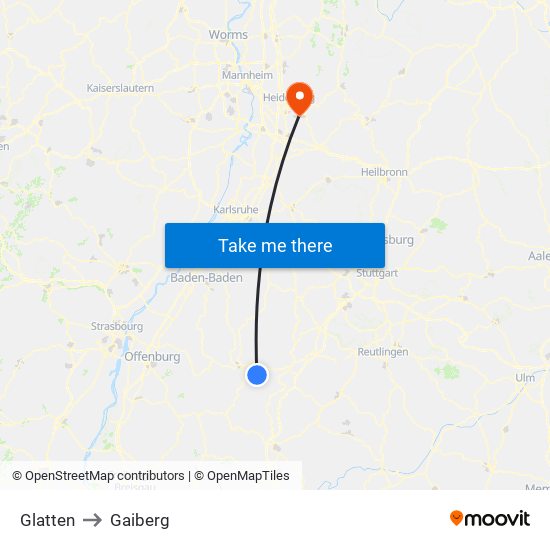 Glatten to Gaiberg map