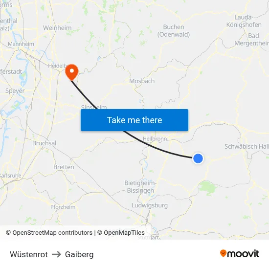 Wüstenrot to Gaiberg map