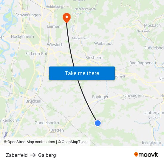 Zaberfeld to Gaiberg map