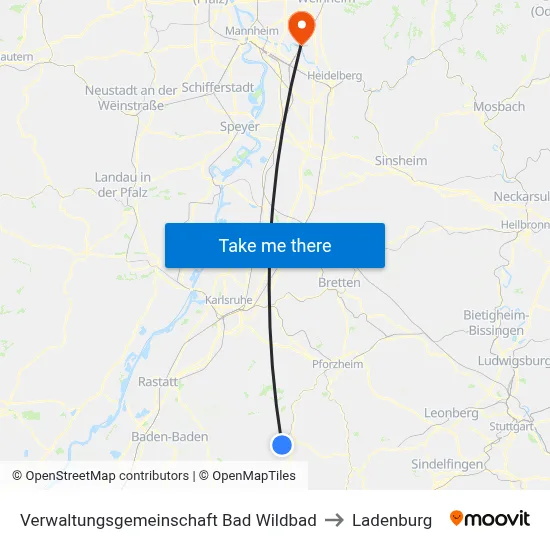 Verwaltungsgemeinschaft Bad Wildbad to Ladenburg map