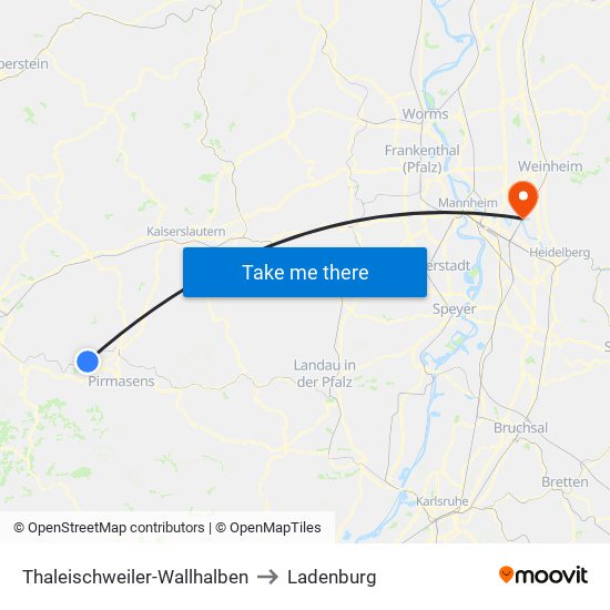 Thaleischweiler-Wallhalben to Ladenburg map
