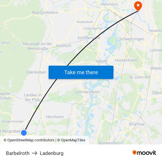 Barbelroth to Ladenburg map
