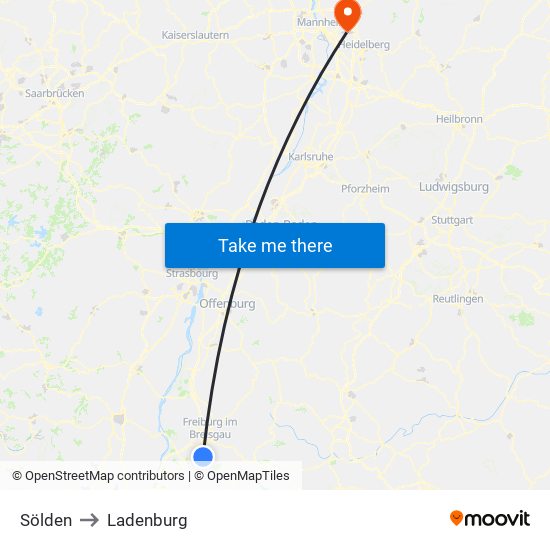 Sölden to Ladenburg map