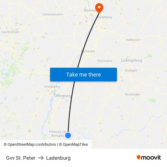 Gvv St. Peter to Ladenburg map