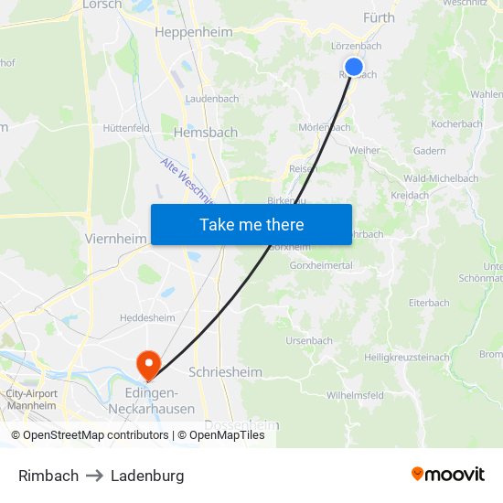 Rimbach to Ladenburg map