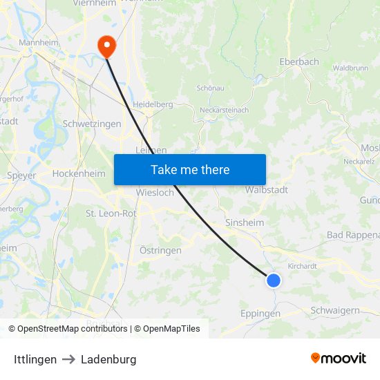 Ittlingen to Ladenburg map