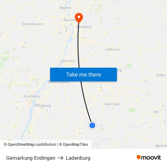 Gemarkung Endingen to Ladenburg map