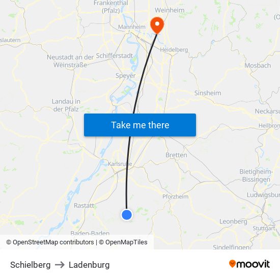 Schielberg to Ladenburg map