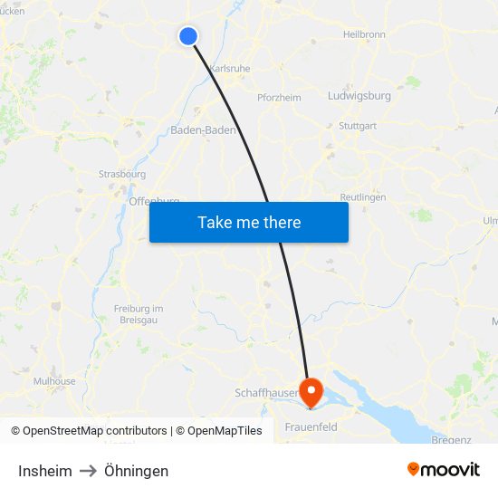 Insheim to Öhningen map