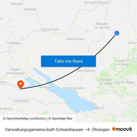 Verwaltungsgemeinschaft Ochsenhausen to Öhningen map