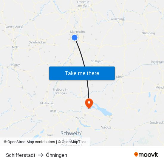 Schifferstadt to Öhningen map