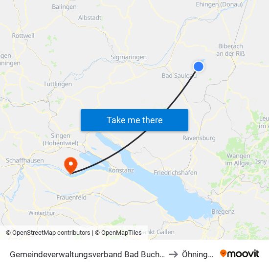 Gemeindeverwaltungsverband Bad Buchau to Öhningen map