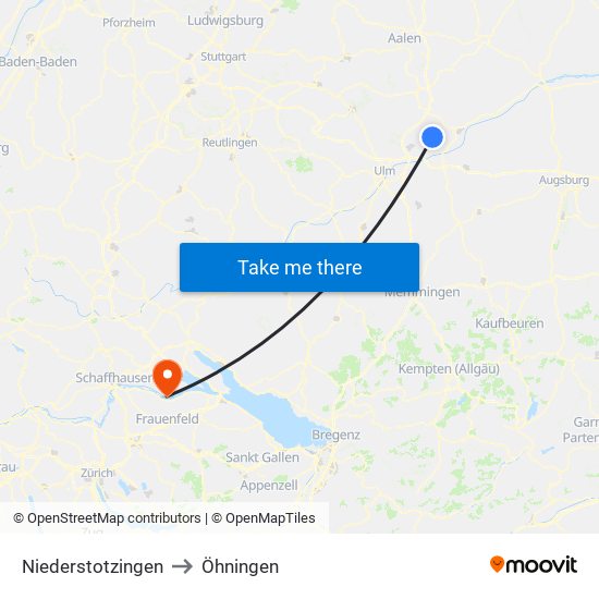 Niederstotzingen to Öhningen map