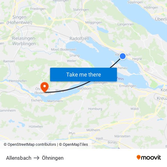 Allensbach to Öhningen map