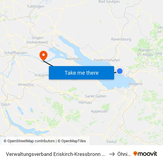 Verwaltungsverband Eriskirch-Kressbronn am Bodensee-Langenargen to Öhningen map