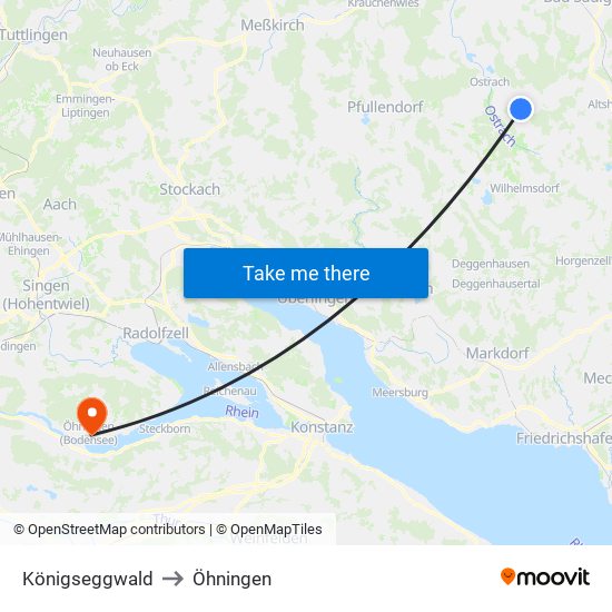 Königseggwald to Öhningen map