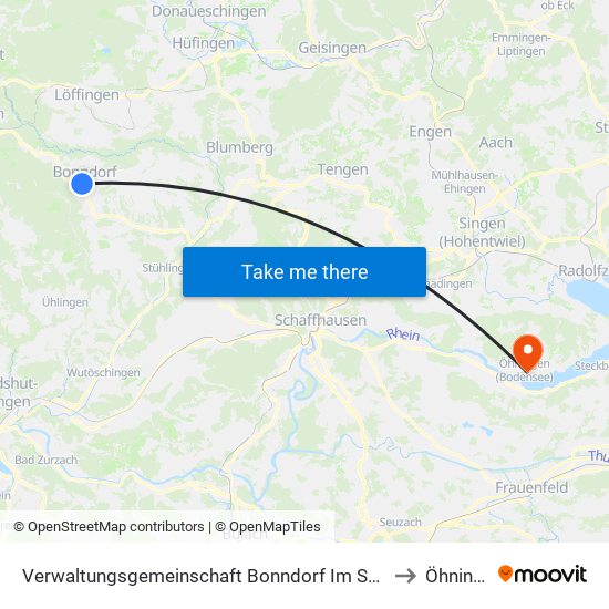 Verwaltungsgemeinschaft Bonndorf Im Schwarzwald to Öhningen map