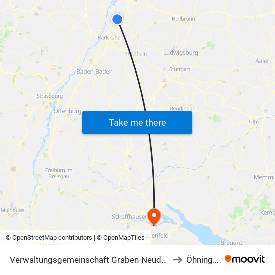 Verwaltungsgemeinschaft Graben-Neudorf to Öhningen map