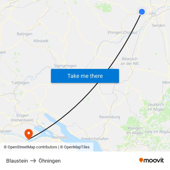 Blaustein to Öhningen map