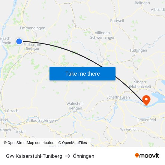 Gvv Kaiserstuhl-Tuniberg to Öhningen map