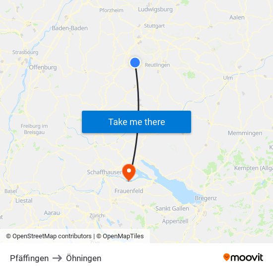 Pfäffingen to Öhningen map