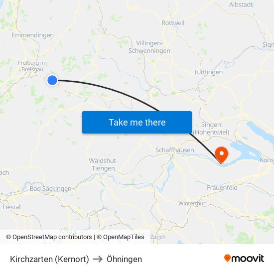 Kirchzarten (Kernort) to Öhningen map