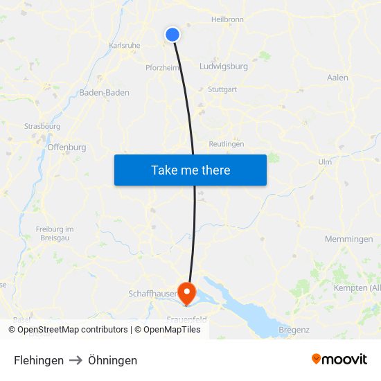 Flehingen to Öhningen map