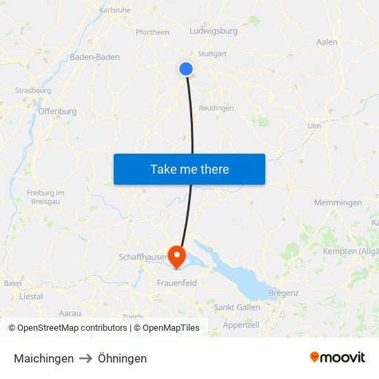 Maichingen to Öhningen map