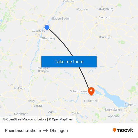 Rheinbischofsheim to Öhningen map