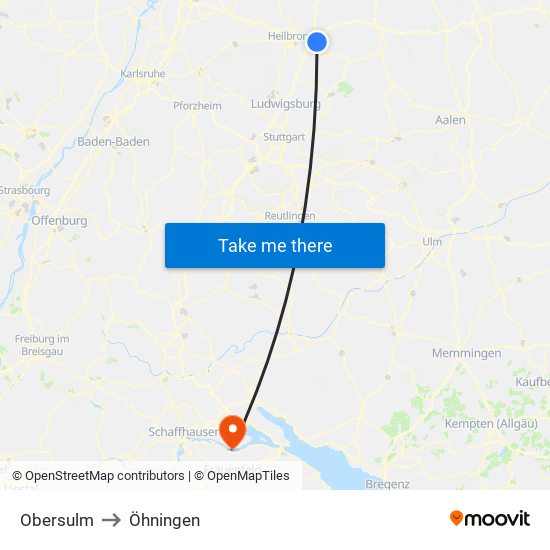 Obersulm to Öhningen map