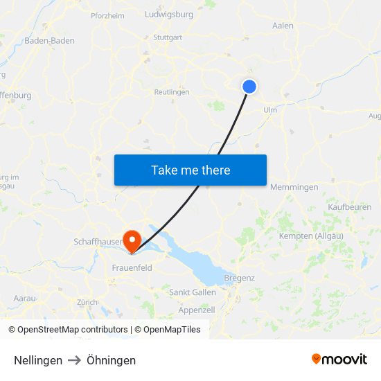 Nellingen to Öhningen map