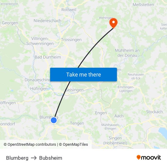 Blumberg to Bubsheim map