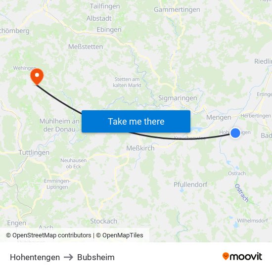 Hohentengen to Bubsheim map