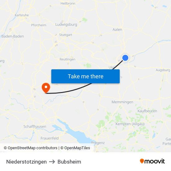 Niederstotzingen to Bubsheim map