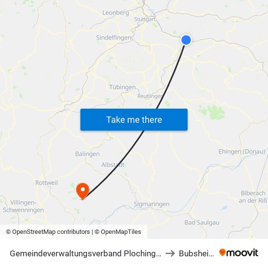 Gemeindeverwaltungsverband Plochingen to Bubsheim map