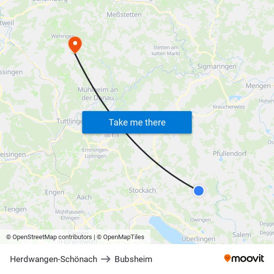 Herdwangen-Schönach to Bubsheim map