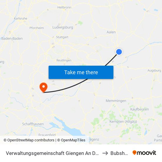 Verwaltungsgemeinschaft Giengen An Der Brenz to Bubsheim map