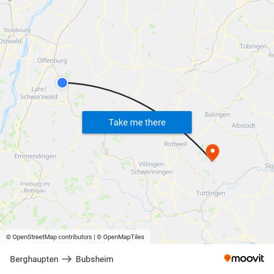 Berghaupten to Bubsheim map