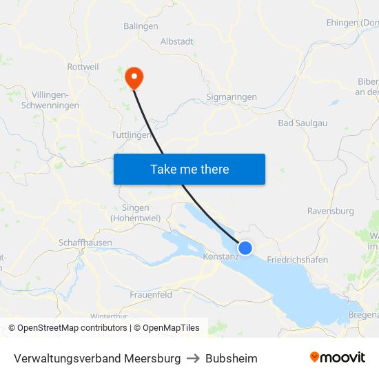 Verwaltungsverband Meersburg to Bubsheim map