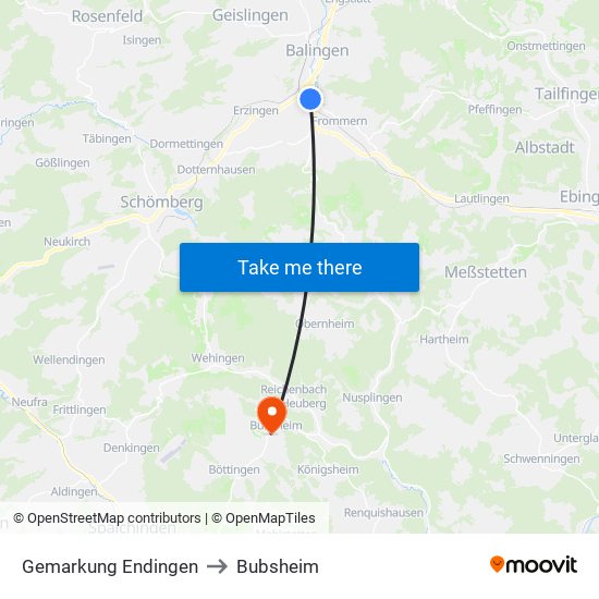 Gemarkung Endingen to Bubsheim map