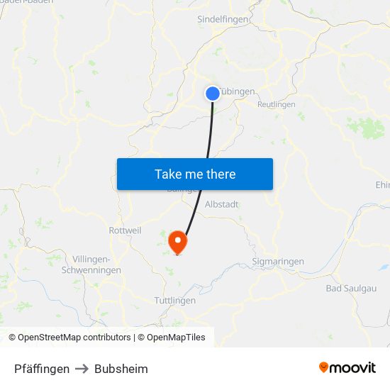 Pfäffingen to Bubsheim map