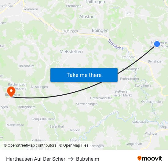 Harthausen Auf Der Scher to Bubsheim map