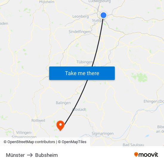 Münster to Bubsheim map