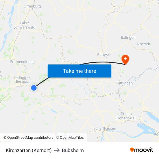 Kirchzarten (Kernort) to Bubsheim map