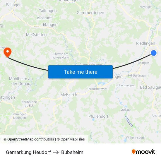 Gemarkung Heudorf to Bubsheim map