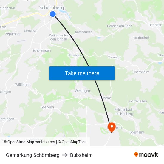 Gemarkung Schömberg to Bubsheim map